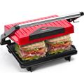 Aigostar - Warme 30HHH - Grill multifonction, plancha, presse à paninis, appareil à sandwichs.