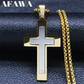 Collier pendentif croix catholique en acier inoxydable amulette de jésus-Christ pour hommes chaîne
