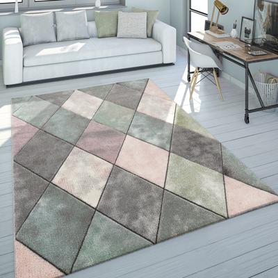 Teppich PACO HOME "Lara 238", bunt (mehrfarbig), B:200cm H:16mm L:290cm, Polypropylen (PP), Teppiche, Kurzflor, Pastell-Farben, handgefertigter Konturenschnitt Image