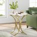 White Gold Side Table Round End Table Modern Small Coffee Table Accent C Table