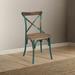 X-Cross Back Wood Side Chair in Antique Turquoise and Antique Oak