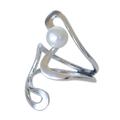 Brazilian Curves,'Coiled Handcrafted Sterling Silver Ring with Cultured Pearl'