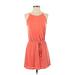 Naked Zebra Casual Dress - Mini Scoop Neck Sleeveless: Orange Solid Dresses - Women's Size Small - Print Wash