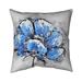 Abstract Blue Petals Indoor/Outdoor Square Throw Cushion Polyester in Gray/Blue Begin Edition International Inc | 15 H x 15 W x 4.3 D in | Wayfair