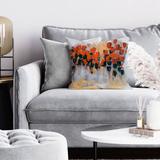 Red Flowers Field Square Throw Cushion Polyester in Orange Begin Edition International Inc | 16 H x 16 W x 1 D in | Wayfair 5543-1616-AB24