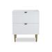 Liang & Eimil Bolero 2 - Drawers Stainless Steel Nightstand in White Lacquer Wood/Metal in Brown/White | 23 H x 19 W x 16 D in | Wayfair