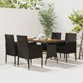 Winston Porter Patio Furniture Set Outdoor Table & Chair w/ Cushions Poly Rattan Wood/Wicker/Rattan in Brown | 28.3 H x 0 W x 27.6 D in | Wayfair