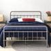 Zinus Florence 42" Modern Farmhouse Metal Platform Bed Wood in Gray/Brown | 42 H x 38.7 W x 77.5 D in | Wayfair FRBFG-PT