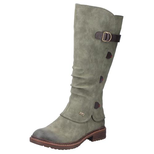 Winterstiefel RIEKER Gr. 39, Varioschaft, grün (khaki) Damen Schuhe Western Stiefel mit regulierbarer Weite von normal bis XL