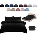 TheWhiteWater Super King Size Bed Duvet Cover Set - 3 in 1 Super King Bedding Set - Duvet Cover + Fitted Sheet + 2 Matching Pillowcases - Natural Cotton + Virgin Polyester (Black, Super King - 3in1)