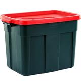 Rubbermaid Roughneck 18 Gal Plastic Holiday Storage Tote, Green and Red (6 Pack) - 4.55