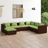 vidaXL 7 Piece Patio Lounge Set with Cushions Poly Rattan Brown - 27.6" x 27.6" x 24" - 27.6" x 27.6" x 24"