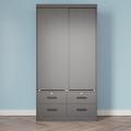 Ebern Designs Toles Modern Double Sliding Door Armoire Wood in Gray | 71 H x 36.5 W x 19 D in | Wayfair E59AEE29D67C4014B14C961CD77E3E43