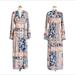 Anthropologie Dresses | Anthropologie Jessy B Blue Bohemian Dream Floral Long Sleeve Maxi Dress | Color: Blue/Pink | Size: S