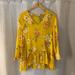 Zara Tops | 3/$15 Zara Sheer Yellow And Floral Blouse Size M | Color: Green/Yellow | Size: M