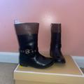 Michael Kors Shoes | Michael Kors Emma Derby Calf High Riding Boots | Color: Black/Brown | Size: 8g