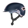 ABUS Urban Helm HUD-Y - mit magnetischem, aufladbarem LED-Rücklicht & Magnetverschluss - cooler Fahrradhelm für den Alltag - Damen und Herren - Blau/Pink Matt, Größe S, S (51-55 cm)