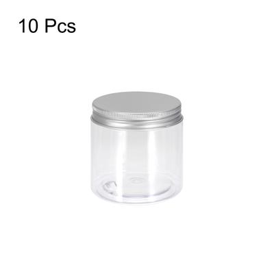 10Pcs 180ml Clear Plastic Jar with Silver Lid Food Storage Container