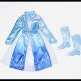 Disney Costumes | Frozen Ii Elsa Dress-Up Gown And Bootssz 4-6t | Color: Blue/White | Size: 4 - 6 T