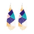 Free People Jewelry | Geometric Beaded Earrings Long Bohemian Large Tribal Native | Color: Blue/Pink | Size: Os