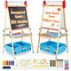 FUNLIO Art Easel for Kids Aged 2-8, Anti-Warp Board & Erasable Frame, Toddler Painting Easel with Magnetic Chalkboard/Whiteboard, 3-Level Height Adjustable, All-in-One Standing Easel with Paper Roll