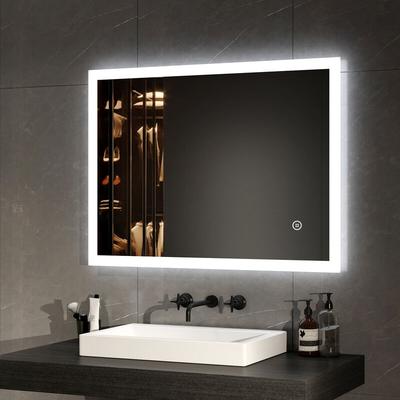 Badspiegel mit Beleuchtung led Badezimmerspiegel 80x60cm (Kaltweißes Licht, Touch-Schalter,