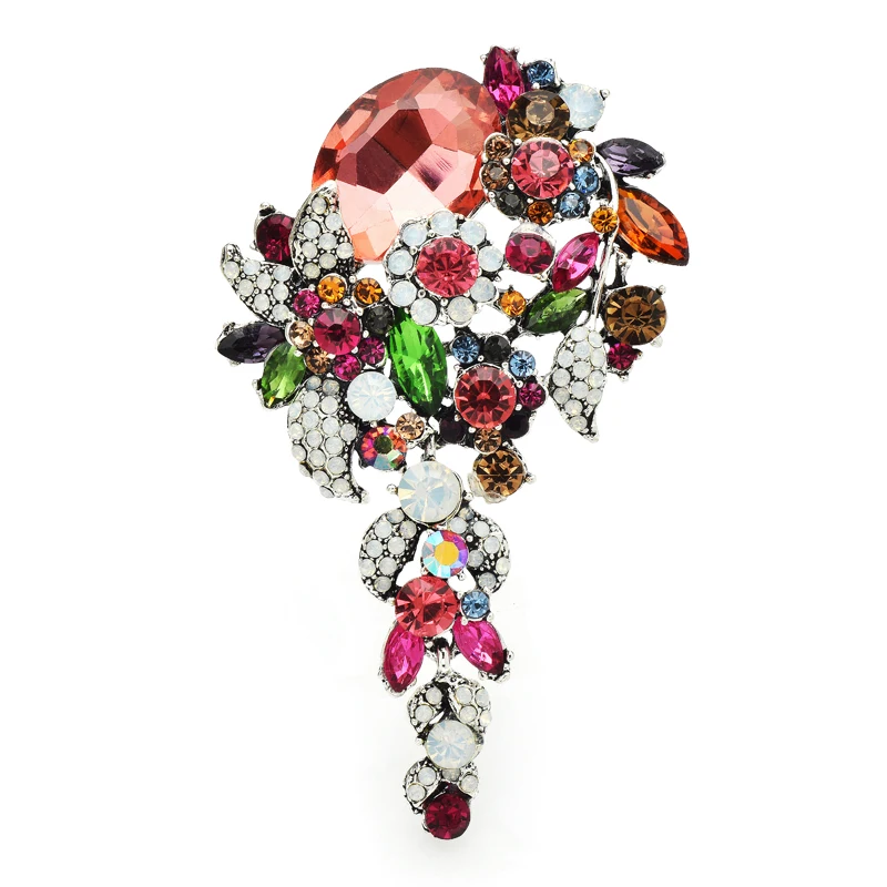 Wuli & baby luxe cristal fleur broches pour femmes 3 couleurs palais Style fleur fête bureau broche cadeaux
