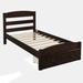 Platform Twin Bed Frame with Storage Drawer and Wood Slat Support