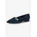 Extra Wide Width Women's Evanna Flats by Bella Vita in Navy Suede Leather (Size 8 WW)