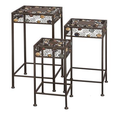 Set Of 3 Black Metal Traditional Plantstand by Quinn Living in Black