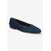 Wide Width Women's Kimiko Flats by Bella Vita in Navy Suede Leather (Size 11 W)