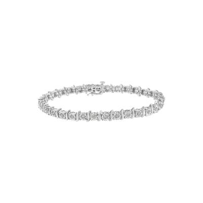 Women's Sterling Silver Diamond Scurve Link Miracleset Tennis Bracelet 7" by Haus of Brilliance in White