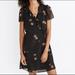 Madewell Dresses | Madewell Black Floral Georgette Ruffle Wrap Dress - Xs | Color: Black/Pink | Size: Xs