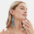 Free People Jewelry | Long Beaded Tassel Earrings Native Handmade Big Beaded Flower Bohemian Stateme | Color: Blue/Pink | Size: Os