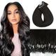 Elailite 1g Micro Loop Hair Extensions Micro Ring Beads 50 Strands 50g - Hair Extensions Real Remy Hair Straight Cold Fusion (#1B Natural Black, 16 inches)
