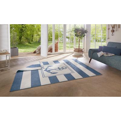Teppich HANSE HOME "Gandara" Gr. 34, beige (creme, blau), B:160cm H:5mm L:230cm, Polypropylen (PP), Teppiche, In-& Outdoor, Teppich, Wetterfest, Balkon, Garten, Wohnzimmer, Modern Image