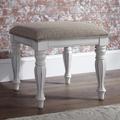 European Traditional Vanity Stool In Antique White Base w/ Weathered Bark Tops - Liberty Furniture 244-BR99