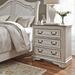 European Traditional 3 Drawer Bedside Chest w/ Charging Station In Antique White Base w/ Weathered Bark Tops - Liberty Furniture 244-BR64