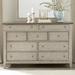 Farmhouse 9 Drawer Dresser In Weathered Linen Finish w/ Dusty Taupe Tops - Liberty Furniture 457-BR31