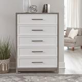 Contemporary 5 Drawer Chest In Two-Tone Shell White & Driftwood Finish - Liberty Furniture 499-BR41