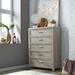 Contemporary 5 Drawer Chest In Washed Taupe & Silver Champagne Finish - Liberty Furniture 902-BR41