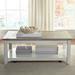 Transitional Rectangular Cocktail Table In Soft White Wash Finish w/ Wire Brushed Gray Tops - Liberty Furniture 171-OT1010