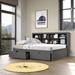 FULL BOOKCASE DAYBED WITH DRAWERS DARK GREY - Donco 1733-FDG_505-DG