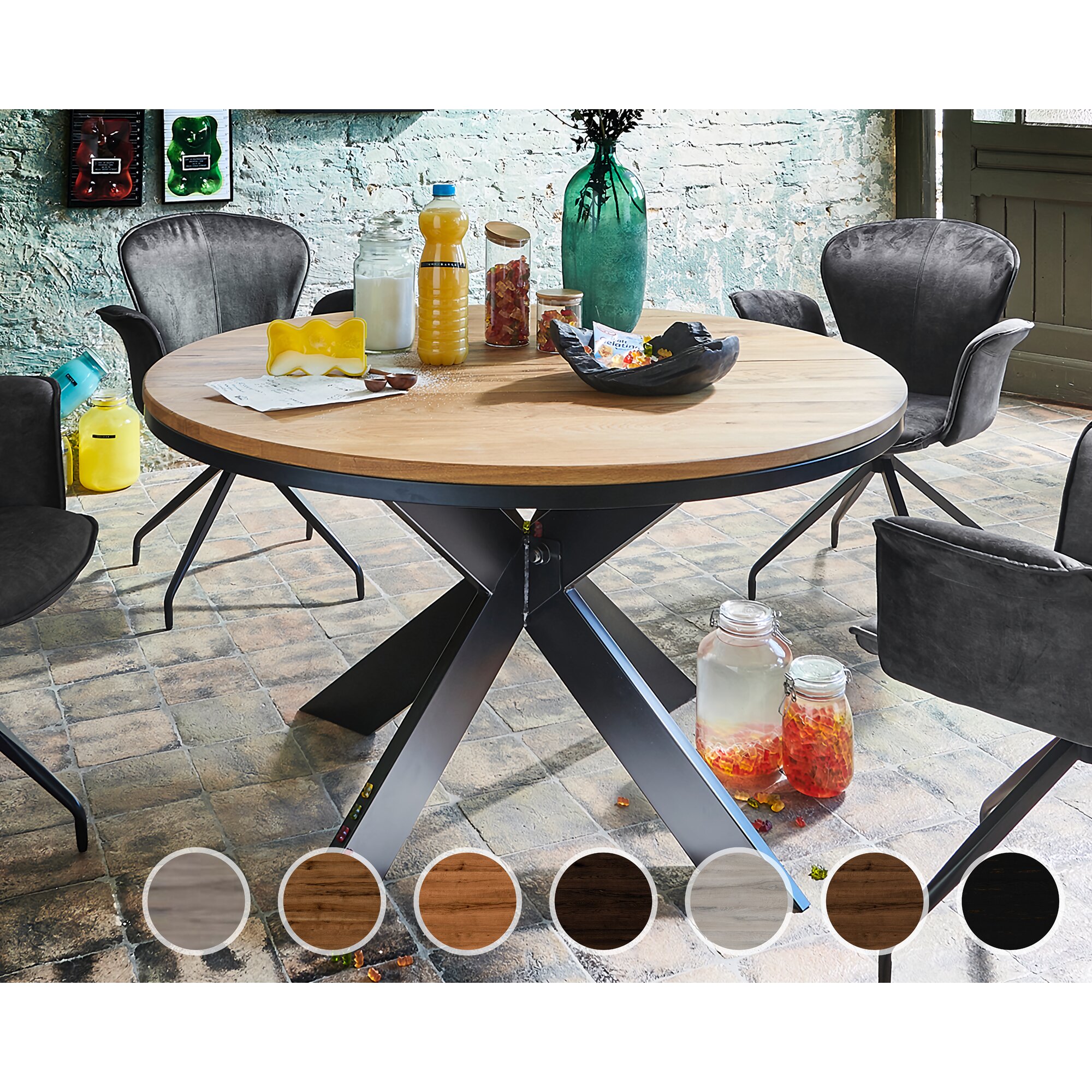 Bodahl »Nottingham« Massivholz Esstisch Rustic Oak mit Funktion 130 cm / old bassano / 2 Einlegeplatten Image