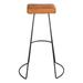 32 Inch Modern Bar Stool, Genuine Leather Seat, Metal Frame, Button Tufted, Tan Brown, Black - 21.5 L x 19 W x 31.7 H Inches