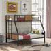 Contemporary Style Twin-over-full bunk bed modern style steel frame bunk bed with safety rail, built-in ladder for bedroom