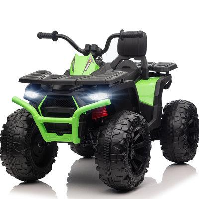Hikiddo kids 24V Ride on Toys, ATV 4-Wheeler for Big w/ 2 Seater, 400W Motor, Bluetooth Plastic in Green | 30.7 H x 26 W x 43.7 D in | Wayfair