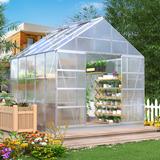 MELLCOM 10' W x 10' D Hobby Greenhouse Aluminum/Polycarbonate Panels in Gray/White | 10.25 H x 10 W x 10 D in | Wayfair XWGH-170