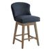 Wade Logan® Azena Swivel 26" Counter Stool Wood/Upholstered in Black | 37.4 H x 19.7 W x 22 D in | Wayfair 6106D8586FB24558A0DB725117C629E9