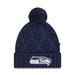 Women's New Era College Navy Seattle Seahawks Toasty Cuffed Knit Hat with Pom